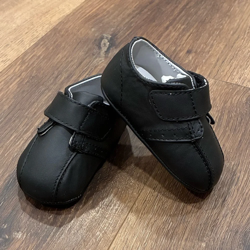 NWT Baby Deer Black Leather Dress Shoes Size 2 Baby